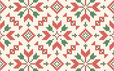 Christmas texture, New Year, red-green Christmas ornament texture, snowflakes, ornament Christmas texture