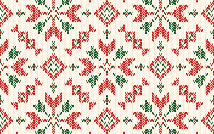 Christmas texture, New Year, red-green Christmas ornament texture, snowflakes, ornament Christmas texture