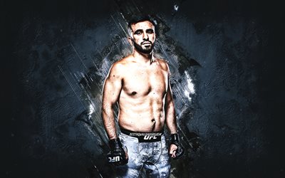 Zarrukh Adashev, UFC, combattente uzbeko, ritratto, sfondo di pietra blu, MMA
