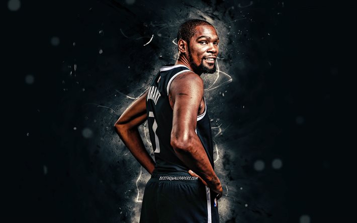 Download Wallpapers Kevin Durant Back View 4k Brooklyn Nets Nba Basketball Kevin Wayne Durant Usa White Neon Lights Kevin Durant Brooklyn Nets Fan Art Kevin Durant 4k For Desktop Free Pictures For
