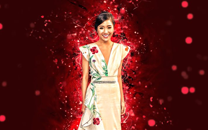 Constance Wu, 4k, red neon lights, Hollywood, american actress, movie stars, american celebrity, Constance Wu 4K