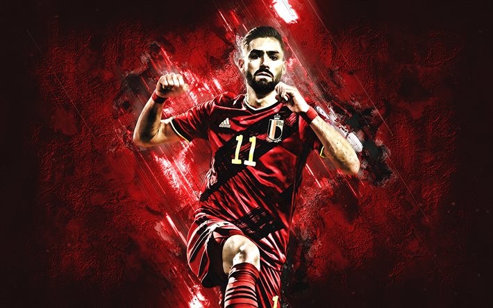Yannick Carrasco, Belgium National Football Team, Belgian Footballer, Midfielder, Belgium, Football, Red Stone Background