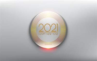 Feliz ano novo 2021, fundo amarelo 2021, elementos 3d, conceitos 2021, ano novo 2021, elemento amarelo 2021 3d