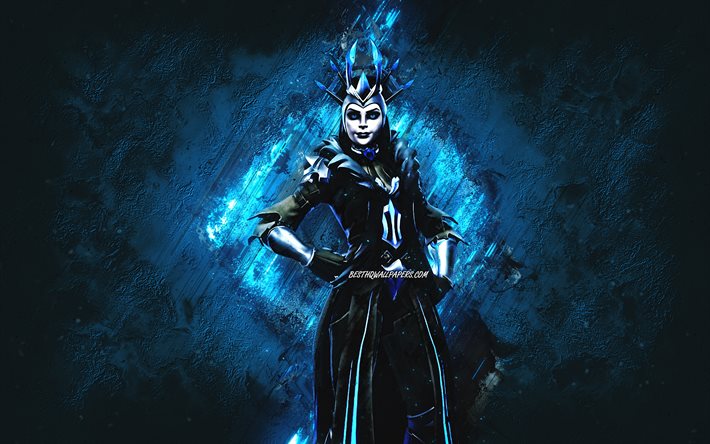 Fortnite The Ice Queen Skin, Fortnite, personnages principaux, fond de pierre bleue, The Ice Queen, Skins Fortnite, The Ice Queen Skin, The Ice Queen Fortnite, Personnages Fortnite
