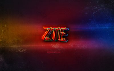 ZTE logo, light neon art, ZTE emblem, ZTE neon logo, creative art, ZTE