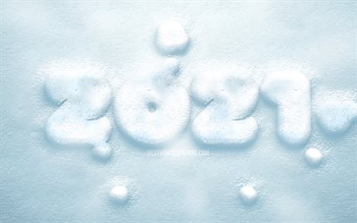 Happy New Year 2021, snow backgrounds, 2021 3D snow digits, 2021 concepts, 2021 on snow background, 2021 year digits, 2021 snow digits, 2021 New Year