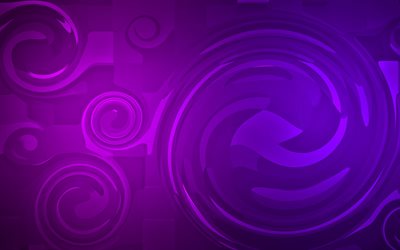 紫の抽象的なリング, 4k, creative クリエイティブ, 抽象絵画, リングパターン, 紫色の背景, 抽象的なパターン