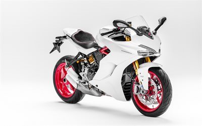 A Ducati SuperSport S, 2017, branco Ducati, branco moto esportiva