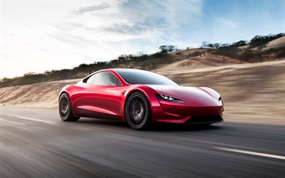 Tesla Roadster, 2020, Electric sports car, sports red coupe, American cars, Tesla