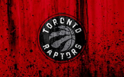 4k, Toronto Raptors, grunge, NBA, basketball club, Eastern Conference, USA, emblem, stone texture, basketball, Atlantic Division