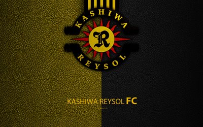 Kashiwa Reysol FC, 4k, logo, leather texture, Japanese football club, emblem, J-League, Division 1, football, Kashiwa, Chiba, Japan, Japan Football Championships