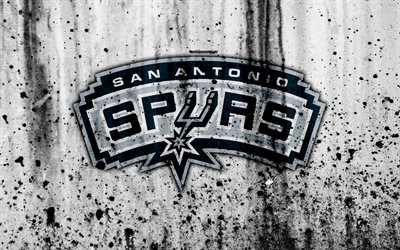 4k, San Antonio Spurs, grunge, NBA, basketball club, Western Conference, USA, emblem, stone texture, basketball, Southwest Division