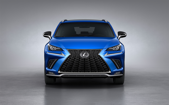 Lexus NX, 2018, 4k, front view, facelift, new NX, blue crossover, new front lights, Japanese cars, Lexus