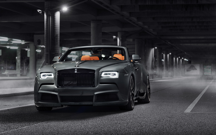 Rolls-Royce Şafak doz Aşımı, 4k, yol, 2017 arabalar, Spofec, ayarlama, gece, Rolls-Royce
