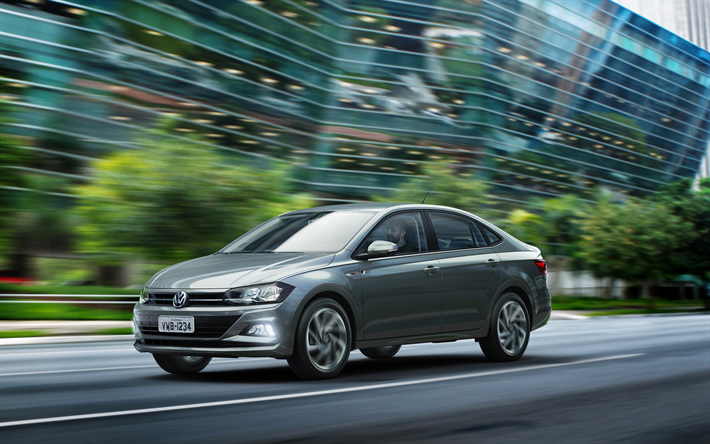 Volkswagen Virtus, 4k, estrada, 2018 carros, sedans, novo Virtus, VW, Volkswagen
