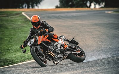 4k, KTM 790 Duca, deriva, 2018 moto, pilota, superbike, KTM