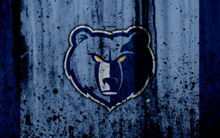 4k, Memphis Grizzlies, grunge, NBA, basketball club, Western Conference, USA, emblem, stone texture, basketball, Southwest Division