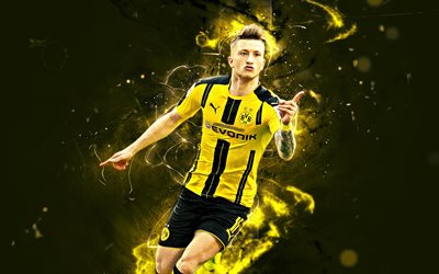 Marco Reus, alegria, O Borussia Dortmund FC, alem&#227;o jogadores de futebol, futebol, Reus, BVB, Bundesliga, luzes de neon