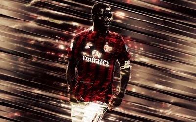 Cristian Zapata, 4k, art cr&#233;atif, lames de style, l&#39;AC Milan, le footballeur Colombien, Serie A, Italie, rouge, fond, football