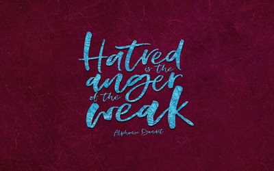 嫌いなのは、怒りの弱い, 4k, 作品, Alphonse Daudet, 紫色の背景, 有名な表現