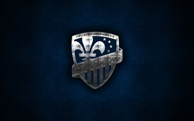 Montreal Impact FC, 4k, metal logo, creative art, Canadian soccer club, MLS, emblem, blue metal background, Montreal, Canada, USA, football, Major League Soccer, Montreal Impact