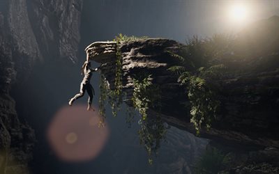 Lara Croft, Tomb Raider, 2018, poster, new games, rocks