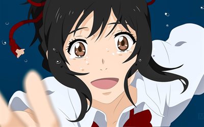 Kimi No Na Wa, Mitsuha Miyamizu, porter, art, anime merkki&#228;, japanilainen manga