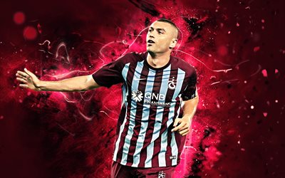 Burak Yilmaz, meta, Trabzonspor FC, para a frente, Turco jogador de futebol, futebol, Turco Super Lig, Yilmaz, luzes de neon