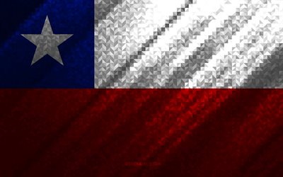 Flag of Chile, multicolored abstraction, Chile mosaic flag, Chile, mosaic art, Chile flag