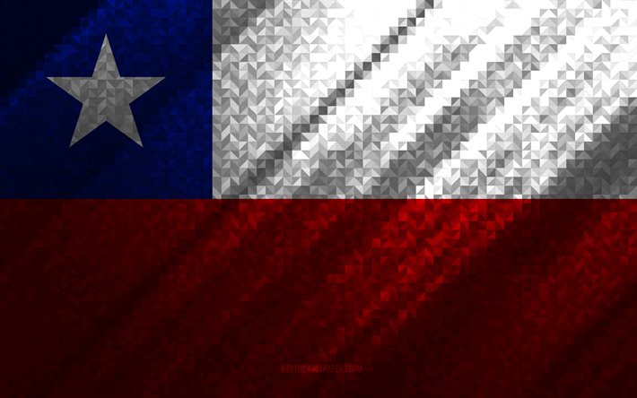 flagge von chile, bunte abstraktion, chile mosaik flagge, chile, mosaik-kunst, chile-flagge