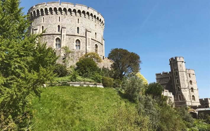 Windsor Castle, Berkshire, drottning Elizabeth II bostad, forntida slott, kunglig bostad, England, Storbritannien