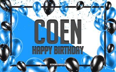 Happy Birthday Coen, Birthday Balloons Background, Coen, wallpapers with names, Coen Happy Birthday, Blue Balloons Birthday Background, Coen Birthday