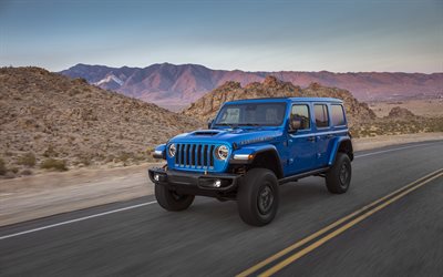 2021, Jeep Wrangler Rubicon 392, front view, exterior, new blue Wrangler Rubicon, SUV, American cars, Jeep