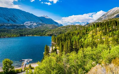 Lago Convict, manh&#227;, lago de montanha, floresta, paisagem de montanha, lago, Calif&#243;rnia, EUA