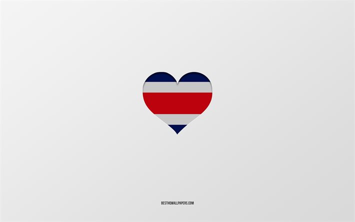 I Love Costa Rica, South America countries, Costa Rica, gray background, Costa Rica flag heart, favorite country, Love Costa Rica