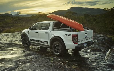Ford Ranger Storm, 2020, rear view, exterior, new white Ranger, pickup truck, american cars, Ford