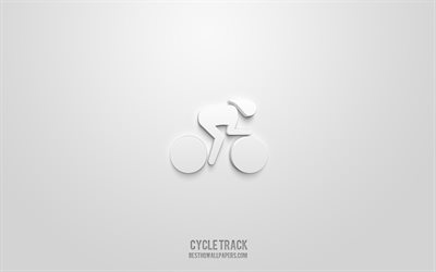 Track cycling 3d icon, white background, 3d symbols, Track cycling, creative 3d art, 3d icons, Track cycling sign, Sports 3d icons