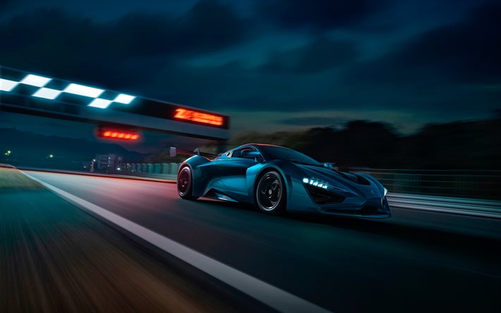 Arcfox-GT Race Edition, raceway, 2020 cars, motion blur, hypercars, supercars, night racing