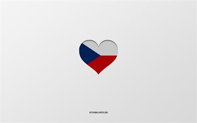 I Love Czech Republic, European countries, Czech Republic, gray background, Czech Republic flag heart, favorite country, Love Czech Republic