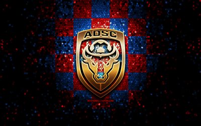 AD San Carlos, glitter logo, Liga FPD, red blue checkered background, soccer, Costa Rican football club, AD San Carlos logo, mosaic art, football, San Carlos FC