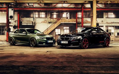 BMW M2, 2021, front view, exterior, BMW M240i, black sports coupe, green matte M2, ACL2S, German cars, BMW