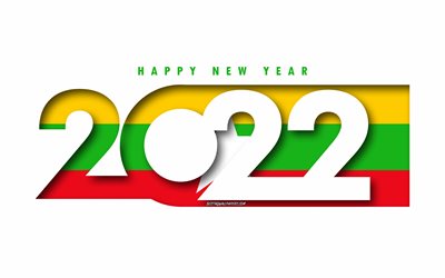 Feliz Ano Novo 2022 Mianmar, fundo branco, Mianmar 2022, Mianmar 2022 Ano Novo, 2022 conceitos, Mianmar, Bandeira de Mianmar