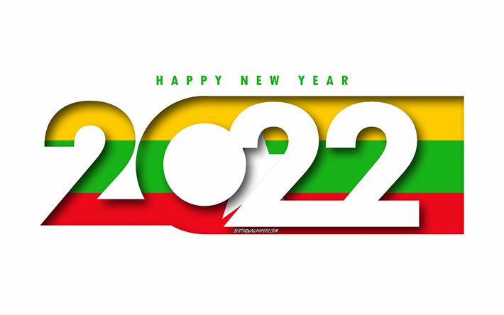 Felice Anno Nuovo 2022 Myanmar, sfondo bianco, Myanmar 2022, Myanmar 2022 Anno nuovo, 2022 concetti, Myanmar, Bandiera del Myanmar