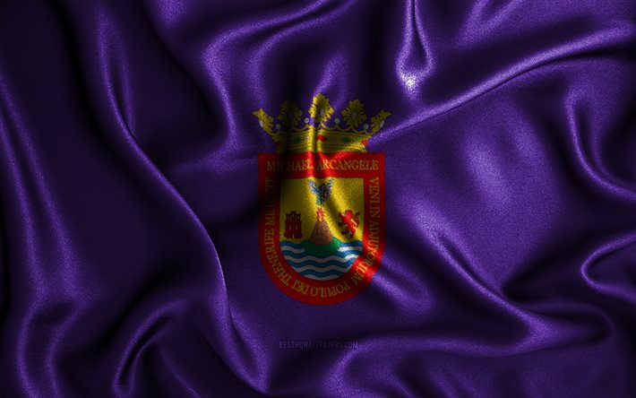 La Laguna bandiera, 4k, seta bandiere ondulate, citt&#224; spagnole, Giorno di La Laguna, Bandiera di La Laguna, bandiere in tessuto, arte 3D, La Laguna, citt&#224; della Spagna, La Laguna 3D bandiera