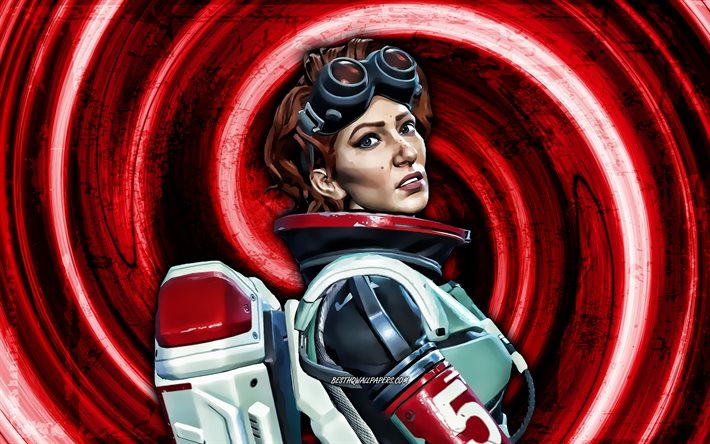 4k, Horizon, red grunge background, Apex Legends, Gravitational Manipulator, vortex, Apex Legends characters, Horizon Apex Legends, Horizon Skin