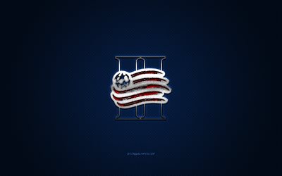 New England Revolution II, American soccer club, blue logo, blue carbon fiber background, USL League One, soccer, Greater Boston, USA, New England Revolution II logo