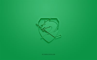 HK Olimpija, logo 3D créatif, fond vert, Ligue de hockey sur glace Elite, club de hockey slovène, Ljubljana, Slovénie, Hockey, logo 3d HK Olimpija