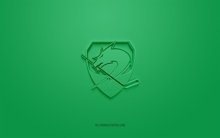 hk olimpija, kreatives 3d-logo, gr&#252;ner hintergrund, elite ice hockey league, slowenischer hockeyclub, ljubljana, slowenien, hockey, hk olimpija 3d-logo