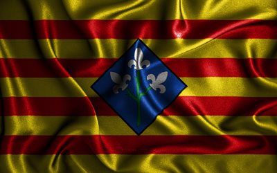 Lleida flag, 4k, silk wavy flags, spanish provinces, Day of Lleida, fabric flags, Flag of Lleida, 3D art, Lleida, Europe, Provinces of Spain, Lleida 3D flag, Spain
