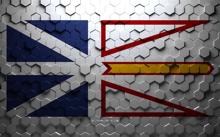 Flagga f&#246;r Newfoundland och Labrador, honeycomb konst, Newfoundland och Labrador hexagon flagga, Newfoundland och Labrador, 3d hexagon konst, Newfoundland och Labrador flagga